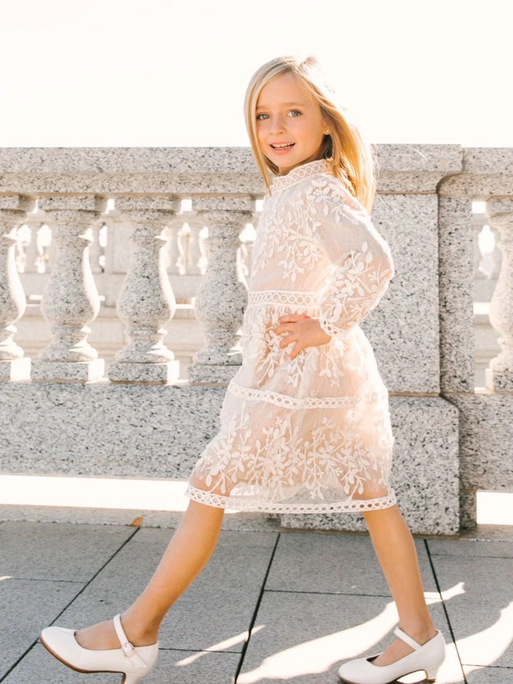 Ivy City Co Ivory Floral Lace Dress for Girls